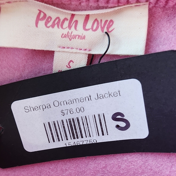 NWT Peach Love Sequin Ornament Sherpa Jacket - Picture 5 of 5